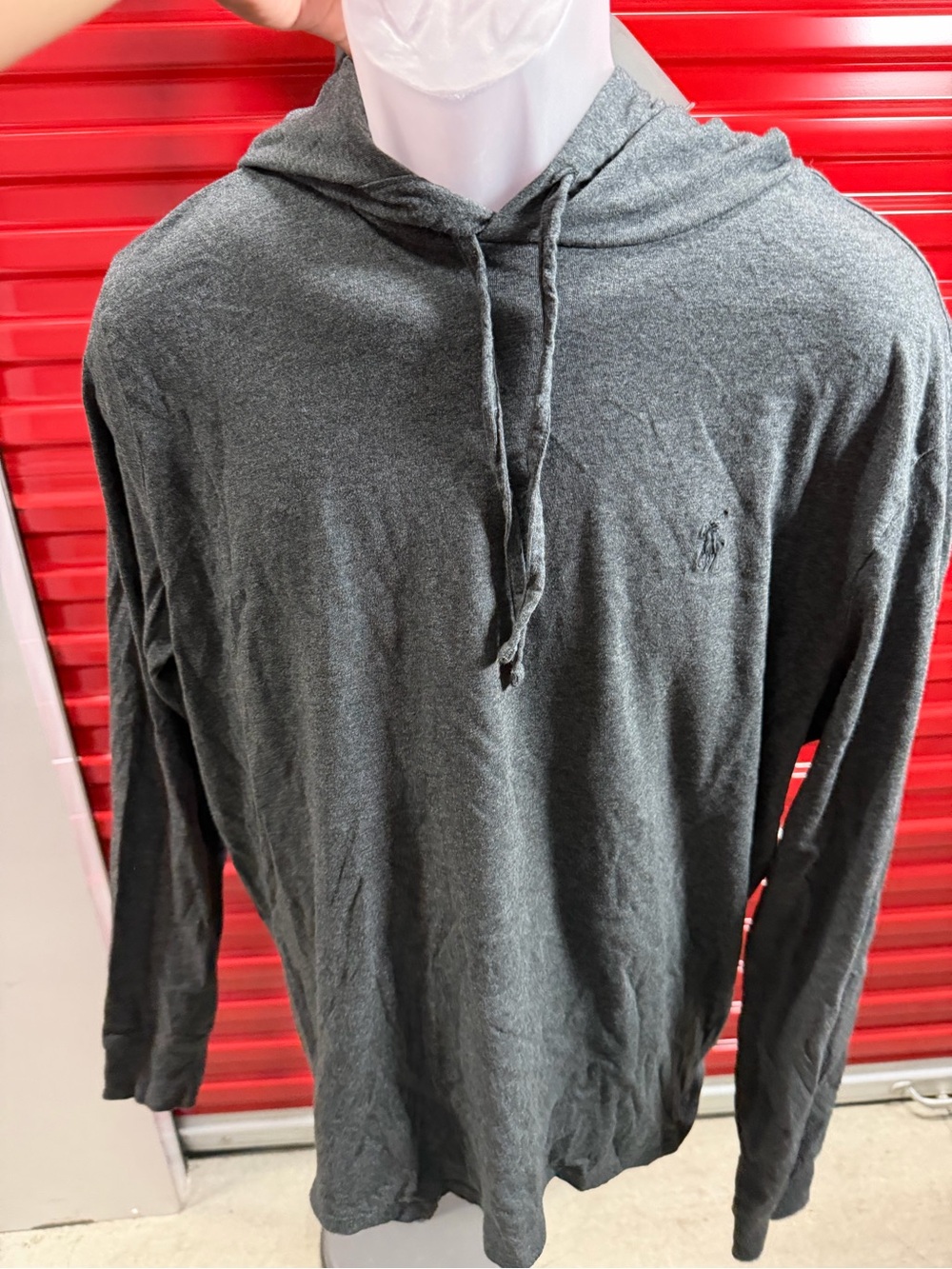 Men's Ralph Lauren Polo  Dark Gray Lightweight Hooded Long-Sleeve Shirt